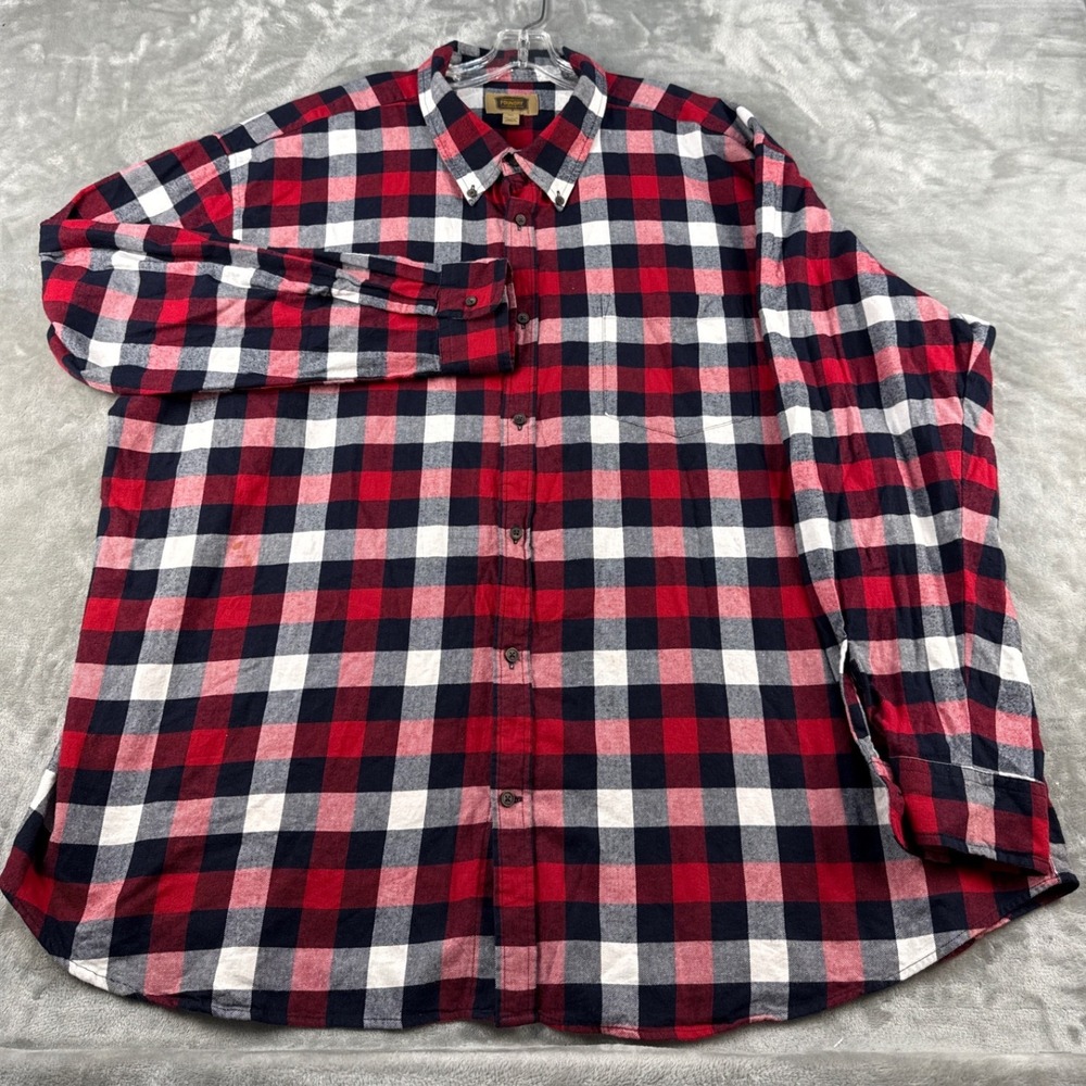 The Foundry Button-Down Mens 3XL Buffalo Plaid Red White Navy Blue EUC